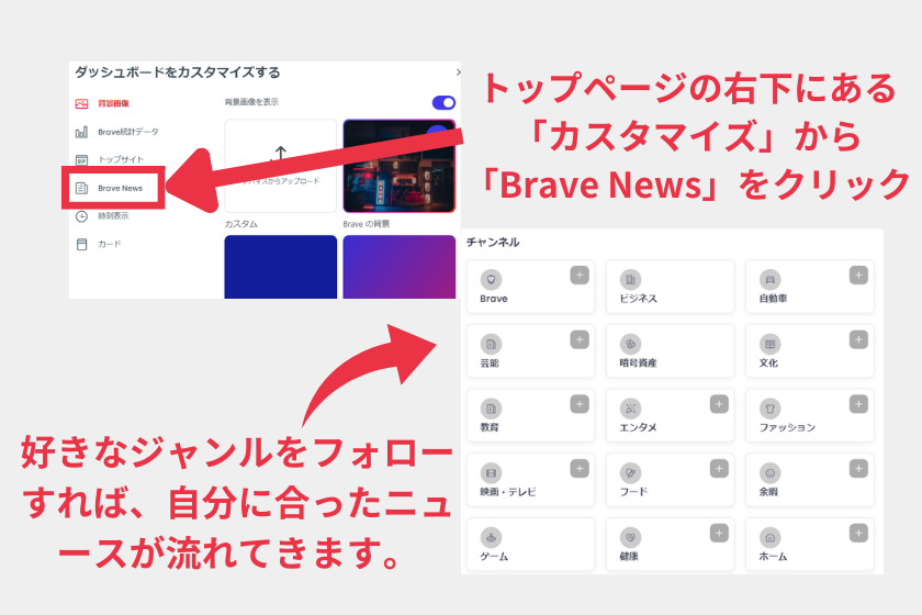 Brave使い方「Brave Newsの設定」